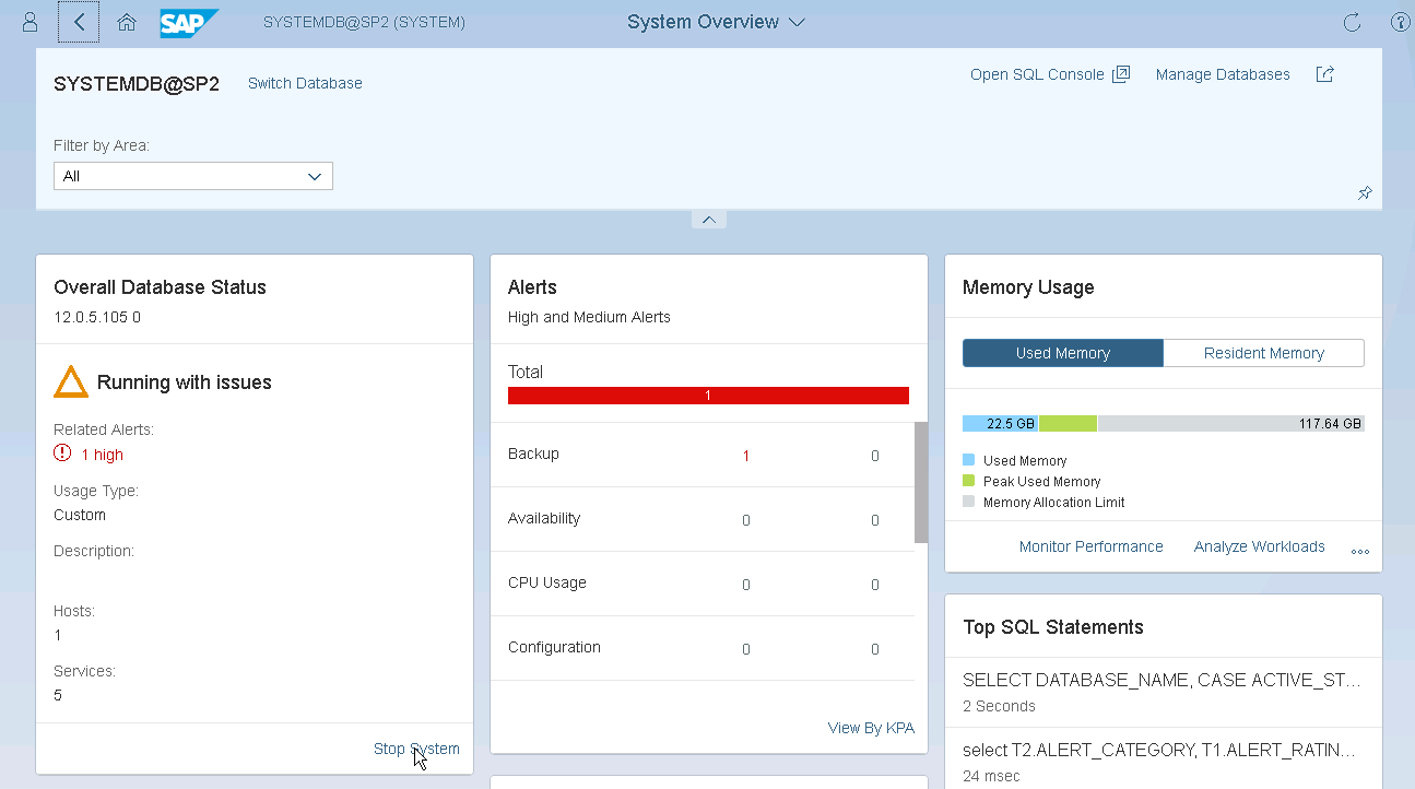 Recovering SYSTEMDB with SAP HANA Cockpit