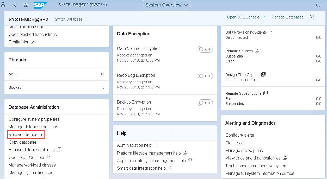 Recovering SYSTEMDB with SAP HANA Cockpit