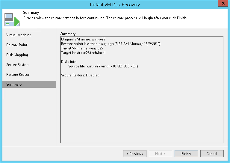 Step 7. Verify Recovery Settings