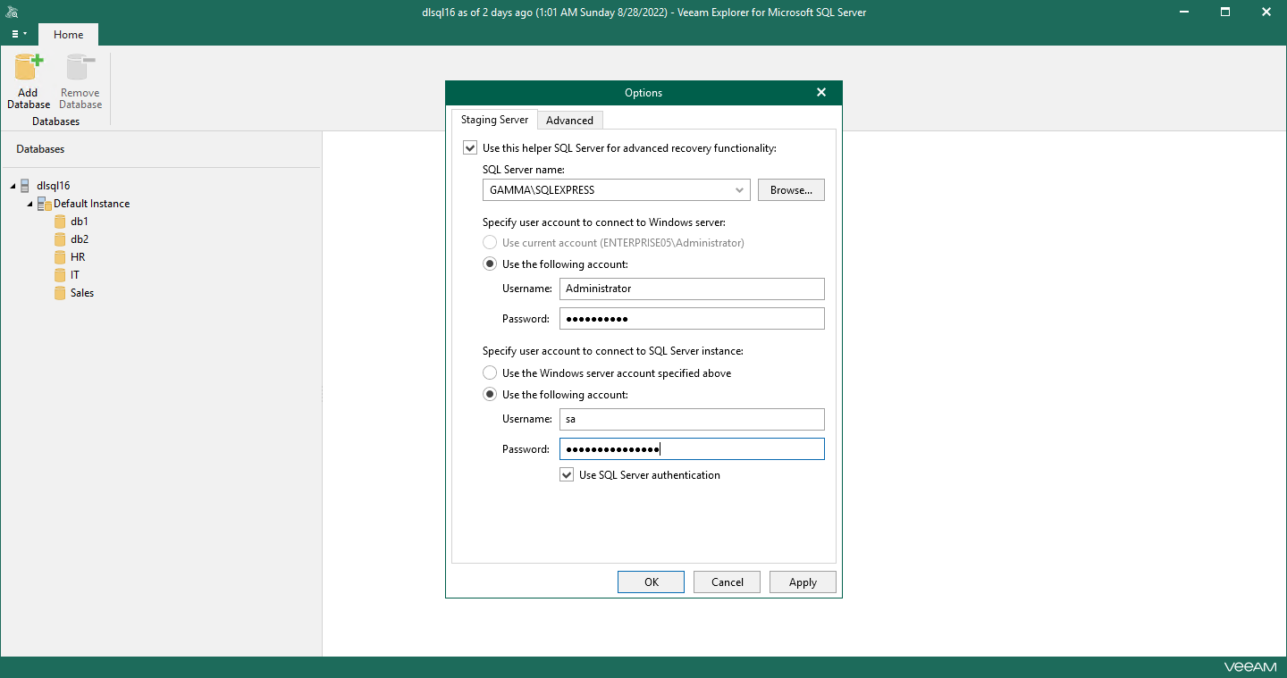 Configuring Staging SQL Server