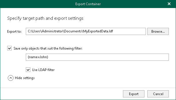Exporting Containers