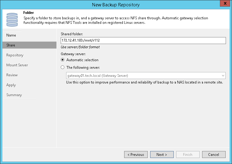 Step 3. Specify Server or Shared Folder Settings