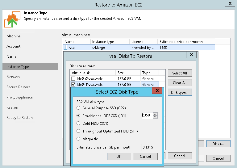 Step 5. Specify Instance Type and Disks