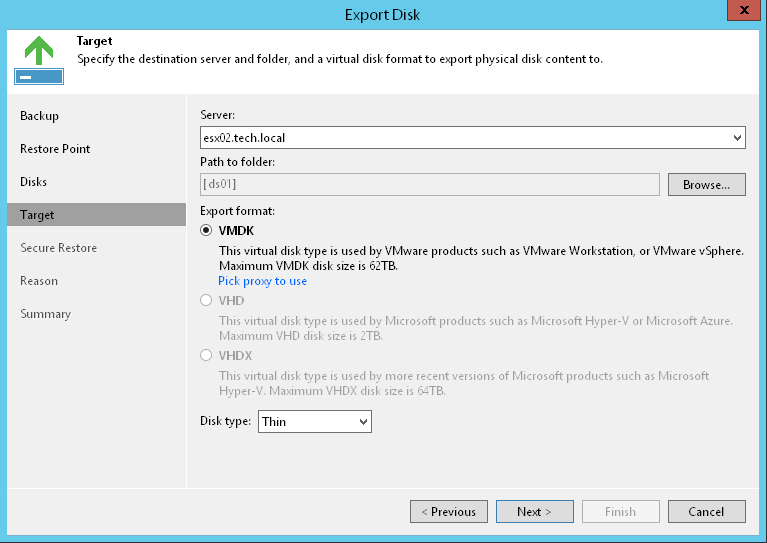 Step 5. Select Destination and Disk Format