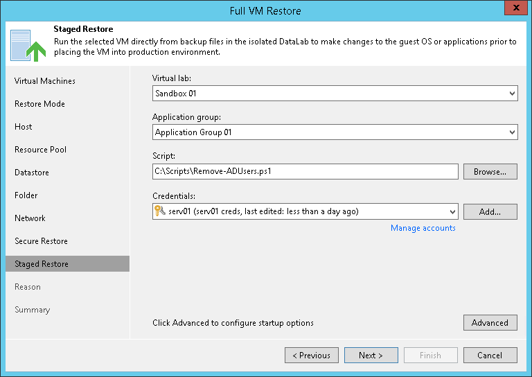 Step 10. Specify Staged Restore Settings