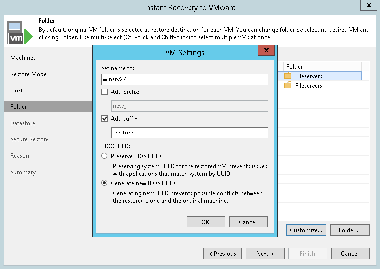 Specifying Destination for Multiple VMs