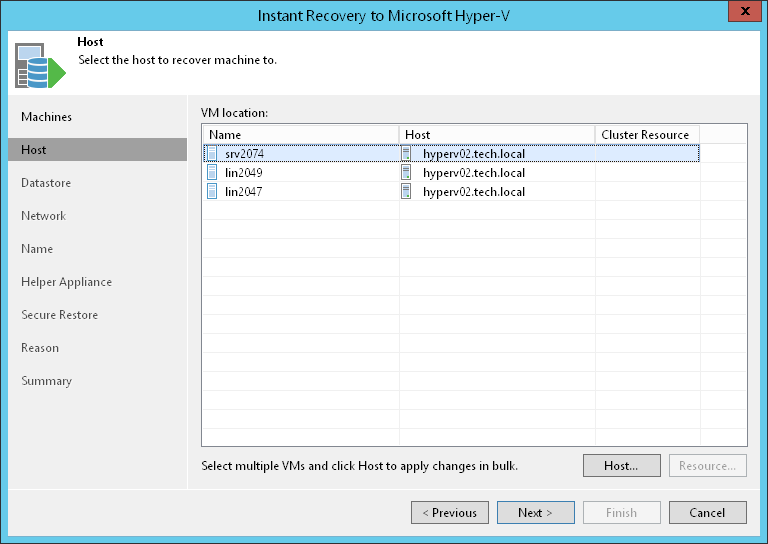 Step 5. Select Target Host