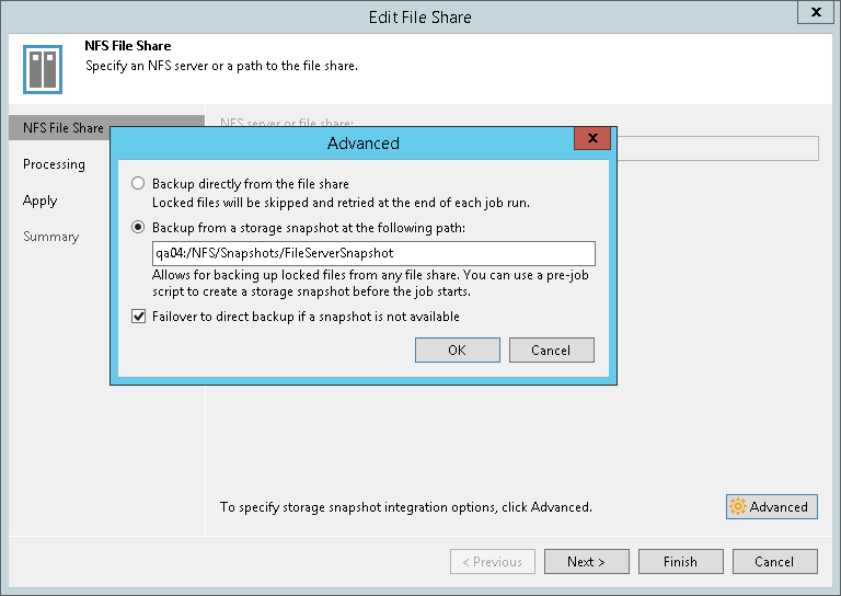 Step 3. Specify Advanced NFS File Share Settings
