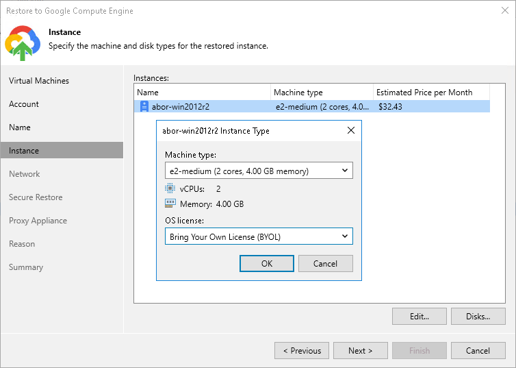 Step 5. Specify Instance Type and Disks