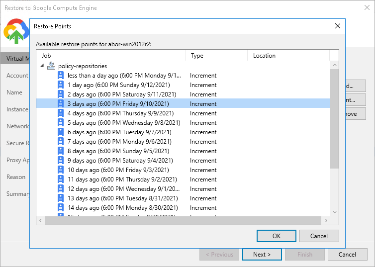 Step 2. Select Workloads and Restore Points