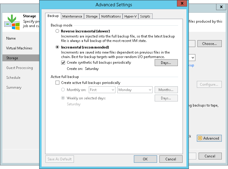Creating Backup Job
