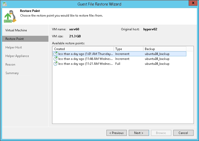 Restoring VM Guest OS Files (Linux, Unix, etc)