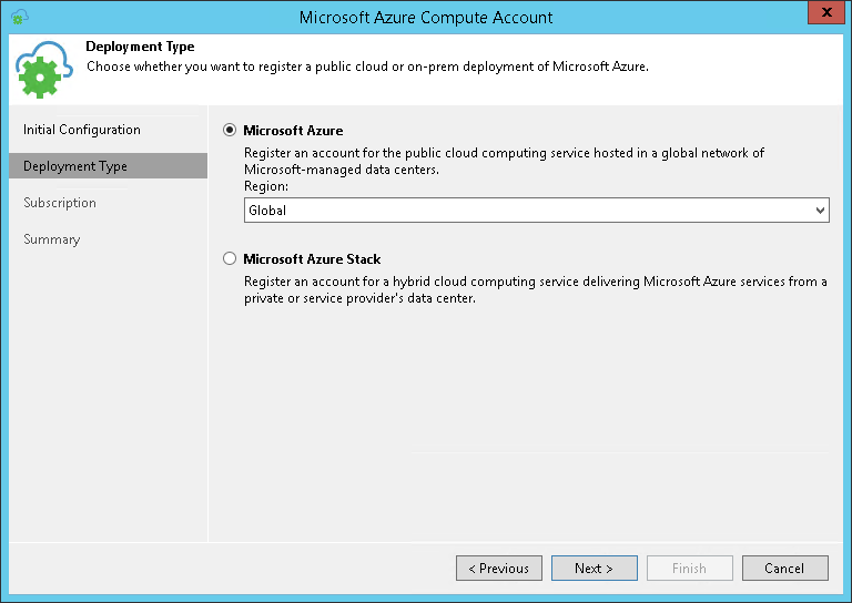 Step 2. Select Deployment Type and Region