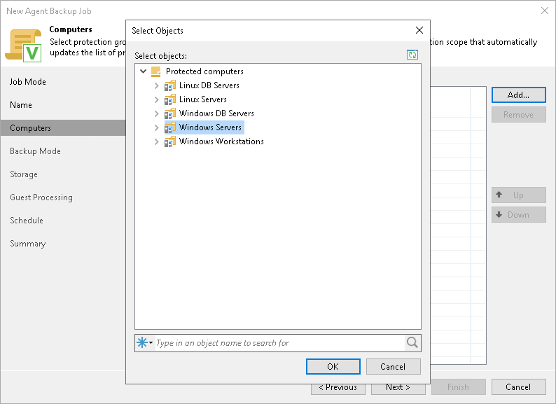 Select Protection Groups to Back Up Step 4. Select Computers to Back Up
