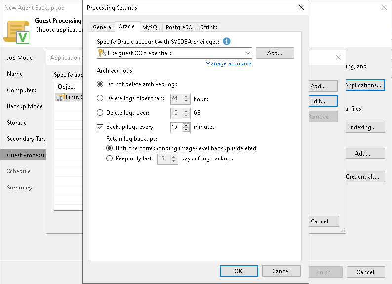 Oracle Processing Settings
