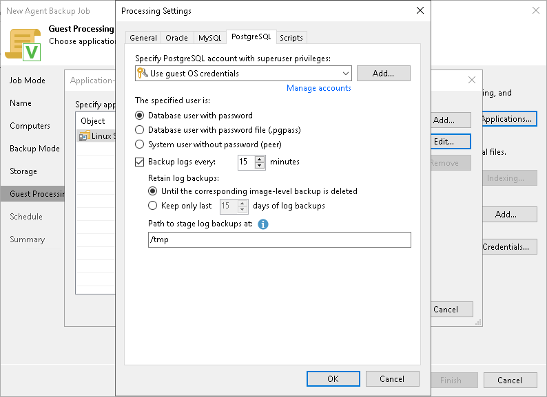 PostgreSQL Processing Settings
