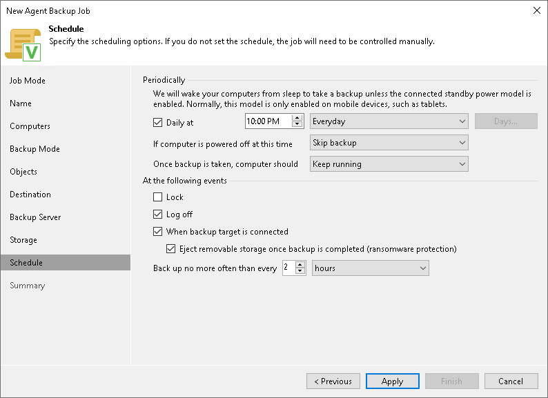 Scheduling Settings for Workstations