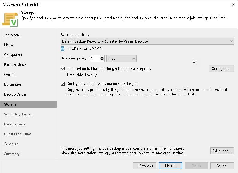 Veeam Backup Repository Settings