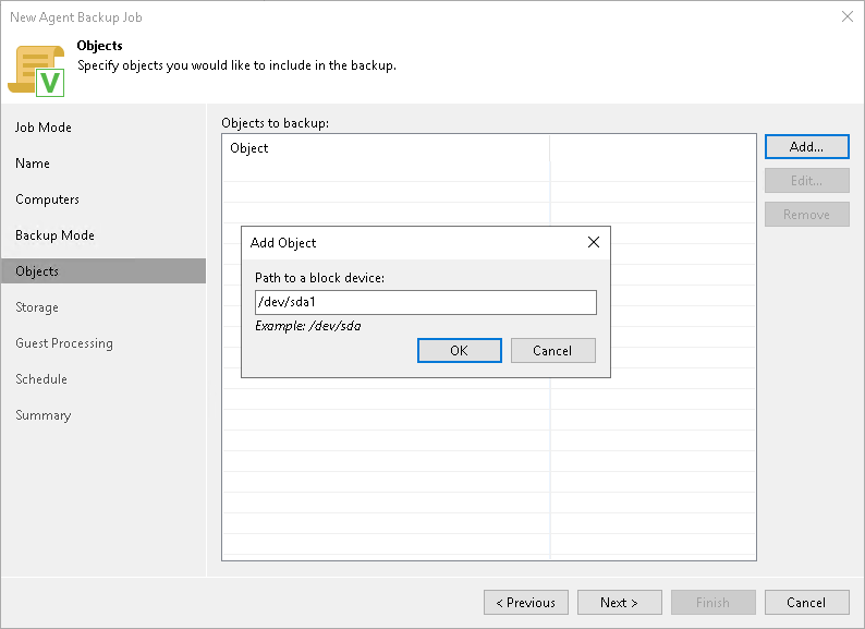 Specifying Volumes to Back Up
