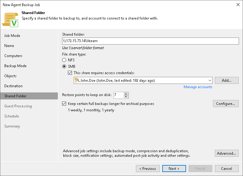 Shared Folder Settings