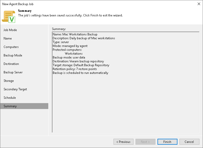 Step 12. Review Backup Job Settings
