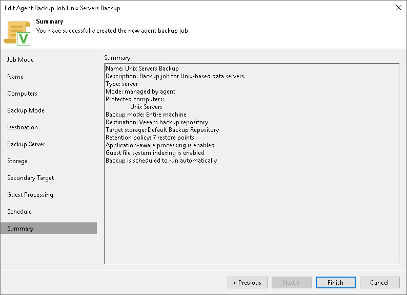 Step 13. Review Backup Job Settings