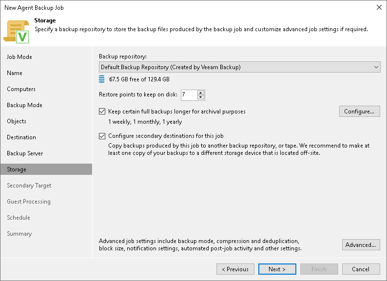 Veeam Backup Repository Settings