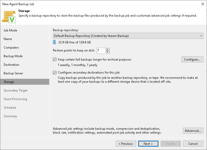 Veeam Backup Repository Settings