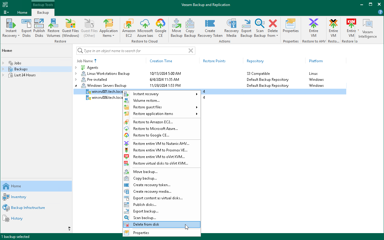 Delete Backup from Disk