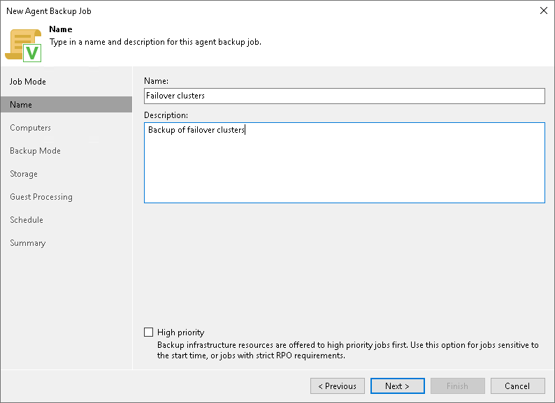 Specify Backup Job Name How to Protect Failover Clusters