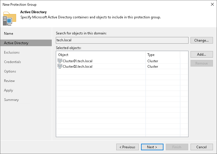 Select Failover Clusters to Back Up How to Protect Failover Clusters