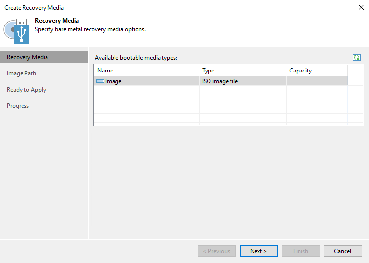 Step 2. Specify Recovery Media Options