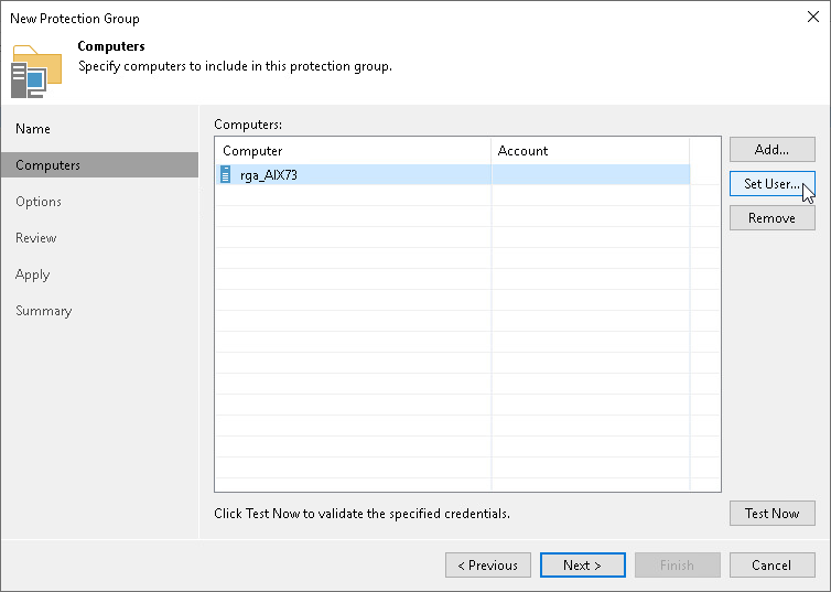 How to Move Unix Computers to Protection Group for Individual Computers