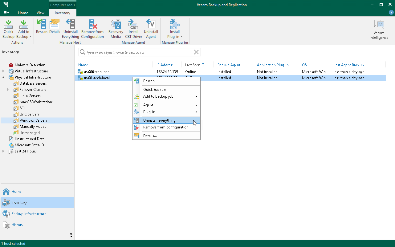 Uninstall all components