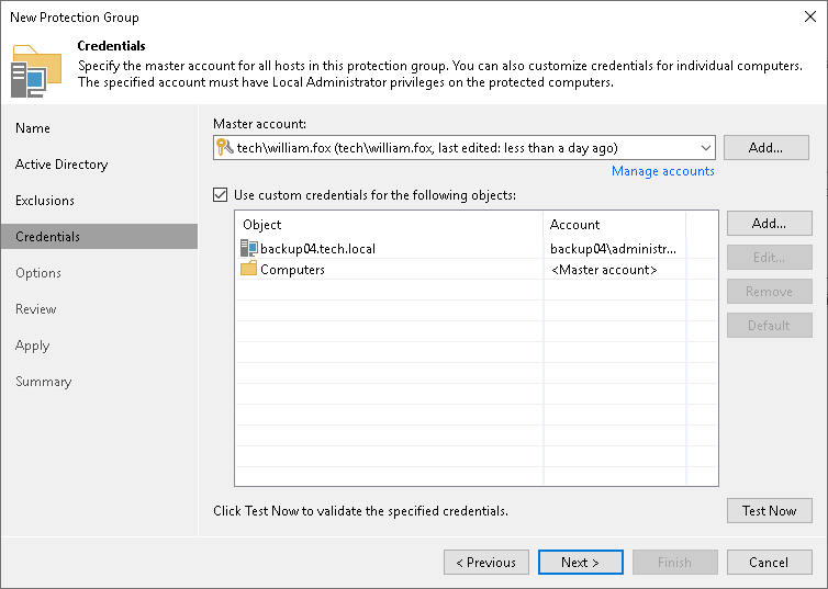 Step 5. Specify Credentials