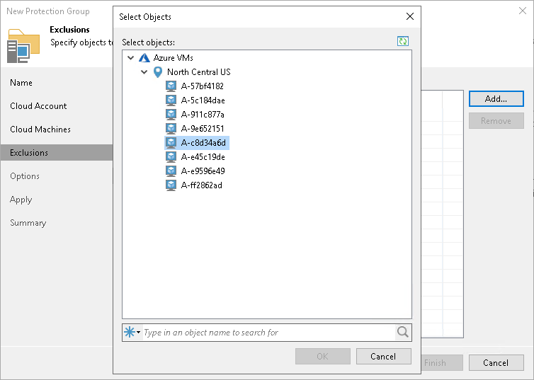 Step 5. Exclude Objects from Protection Group
