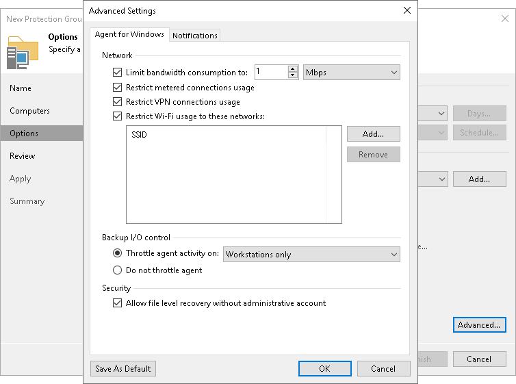 Specify Veeam Agent Settings Veeam Agent for Microsoft Windows Settings