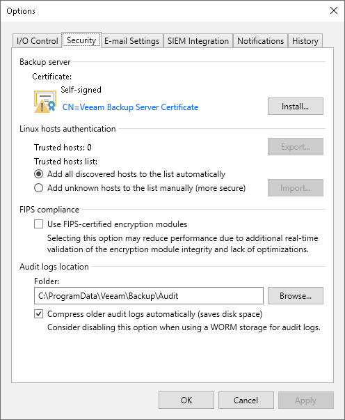 Configuring Security Settings