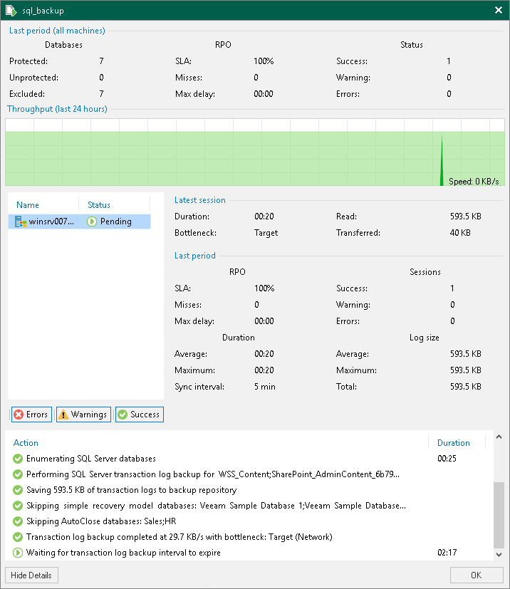 Viewing SQL Server Transaction Log Backup Statistics