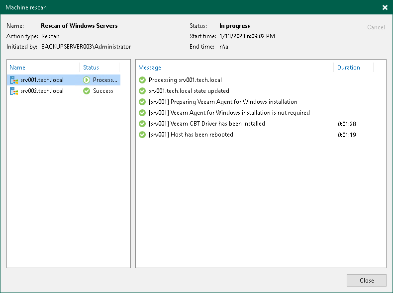 Viewing Rescan Job Statistics