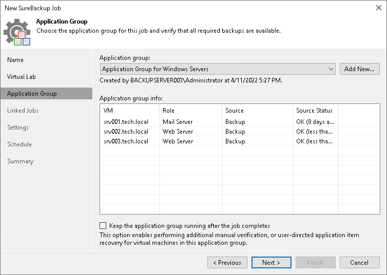 Creating SureBackup Job