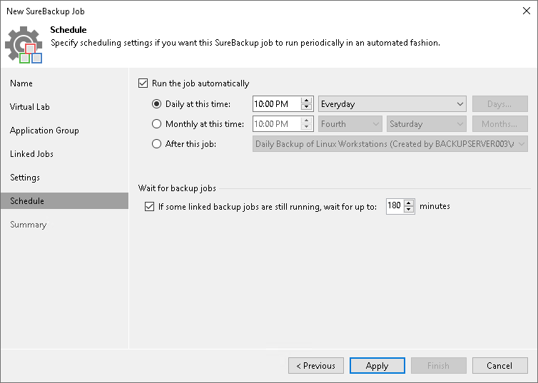 Creating SureBackup Job