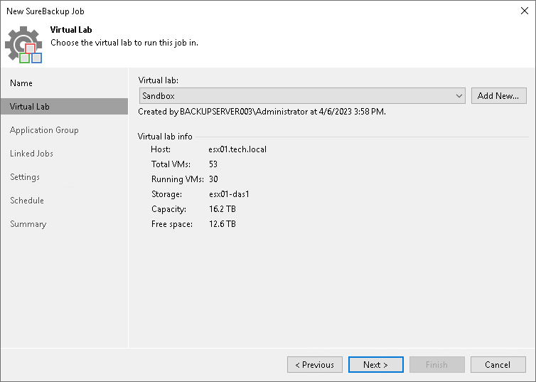 Creating SureBackup Job