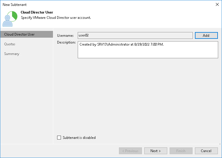 Step 2. Select Cloud Director User