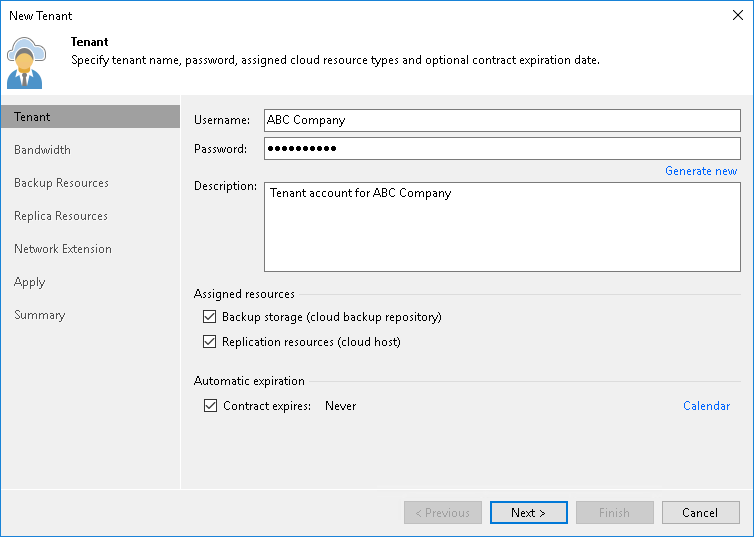 Step 2. Specify Tenant Settings