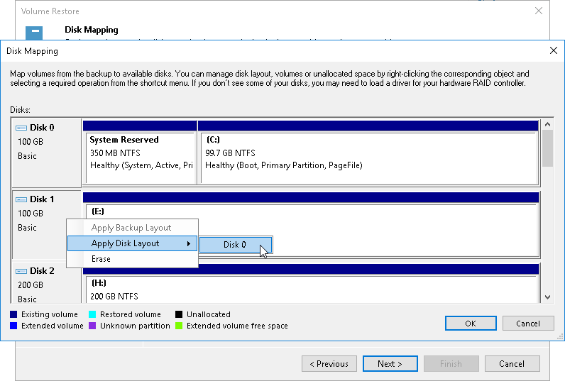 Restoring Volumes from Veeam Agent Backups