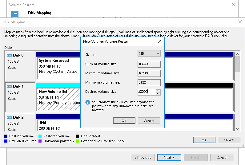Restoring Volumes from Veeam Agent Backups