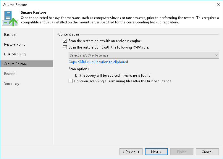 Restoring Volumes from Veeam Agent Backups