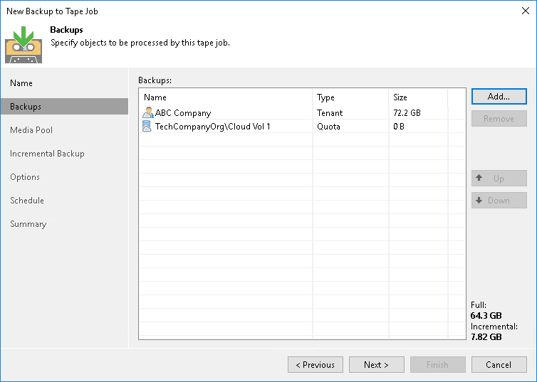Creating Tenant Backup to Tape Job