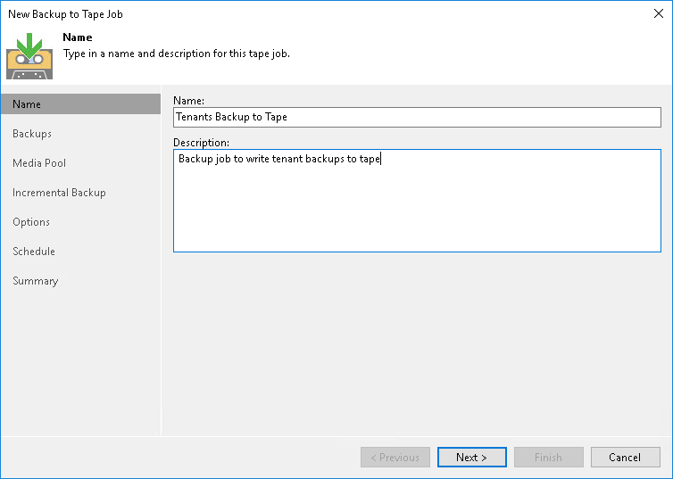 Creating Tenant Backup to Tape Job